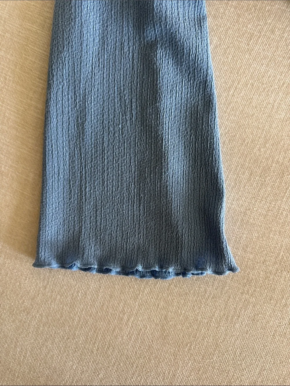 Textured Sky-Blue Ribbed Button Cardigan - Picture 2 of 5